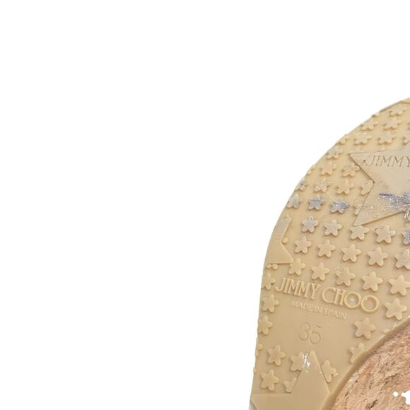 Jimmy Choo Portia Platform Wedge Sandal Beige Patent Leather Womens 35 / US 5 - Picture 8 of 10